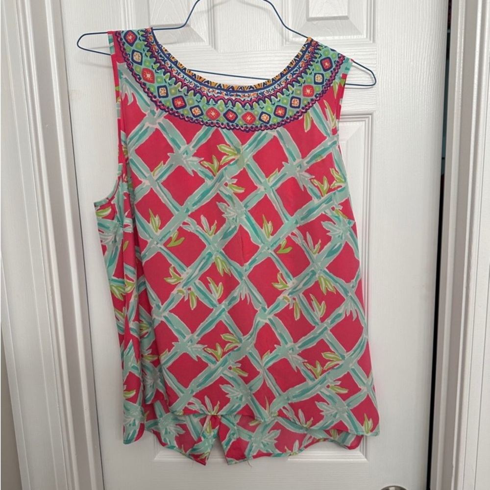 Lilly Pulitzer Iona Shell Silk Top Bam for your Buck, XL